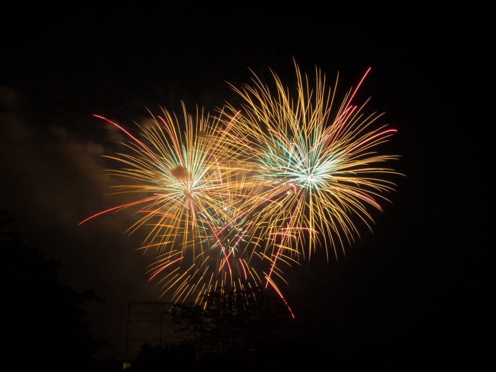 fireworks in a dark sky