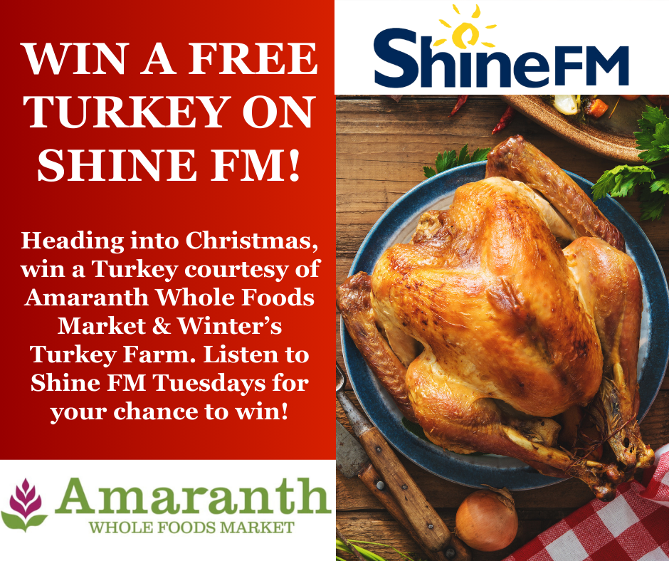 Amaranth and Shine FM Christmas Turkey Giveaways Graphic